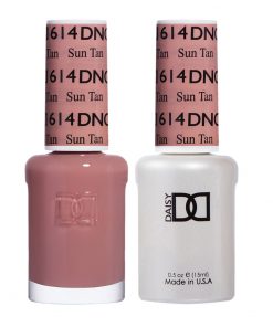 DND614 Sun Tan #614 – A soft rust pink with warm nude undertones