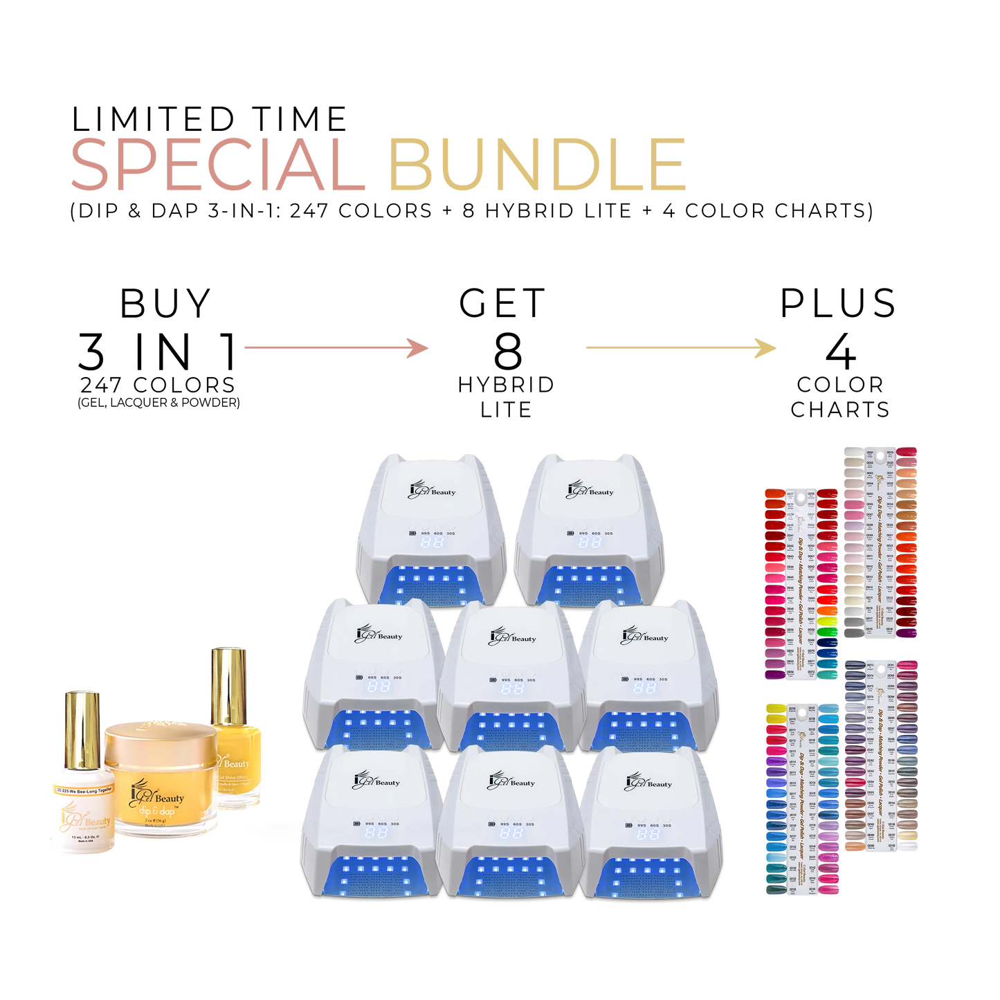 SPECIAL SALE BUNDLE - DIP & DAP 3 IN 1 PROFESSIONAL COLLECTION 1-247 + 8 HYBRID LITE