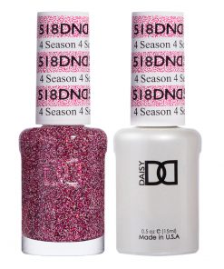 DND518 4 Season #518 – A flirty pink glitter polish with white and black glitter