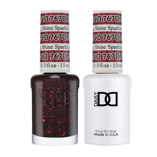 DND767 Sparkling Shine #767 – A sultry vampire red with chunky glitter