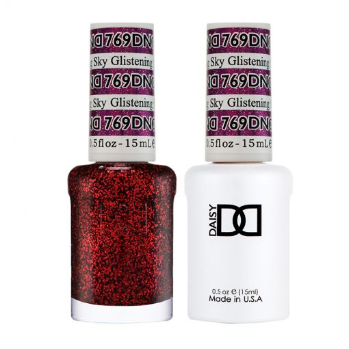 DND769 Glistening Sky #769 – A deep ruby red with gold-toned glitter